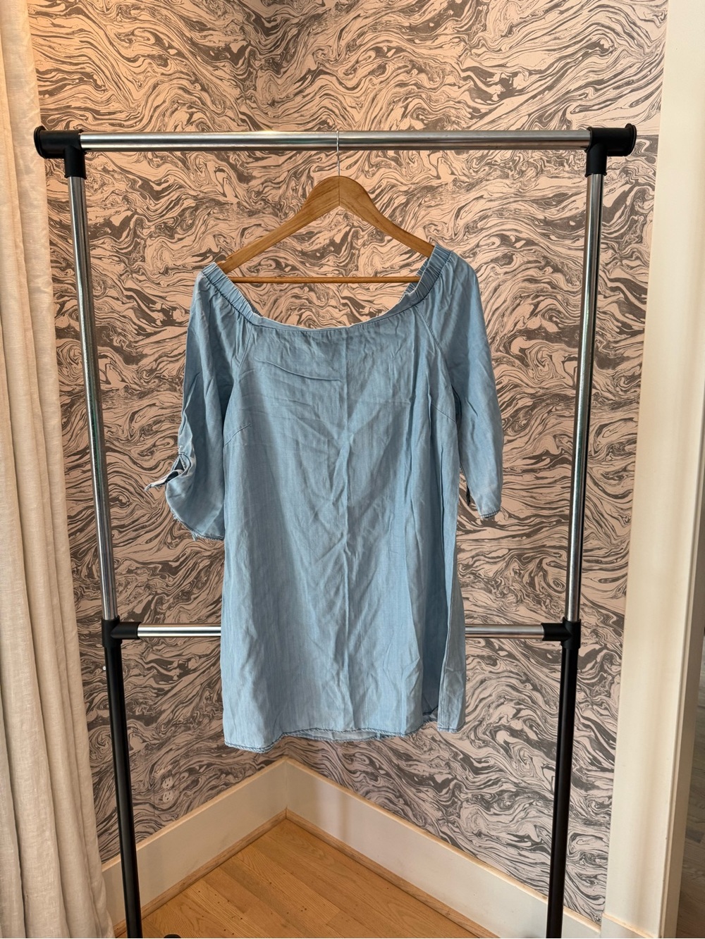 Light Blue Women's Off-Shoulder Dress